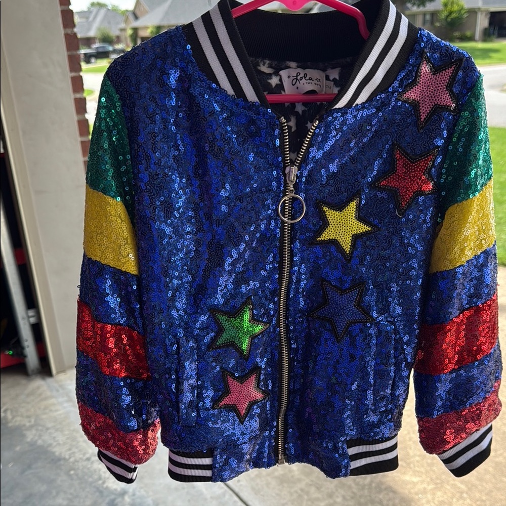 Lola and the Boys Sequin Star Bomber Jacket